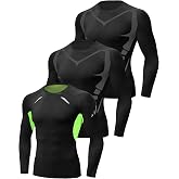 Terecey Men's Long Sleeve Compression Shirt, Breathable Men's Sports Shirt, Running Clothing Men Compression Shirt Crew Neck