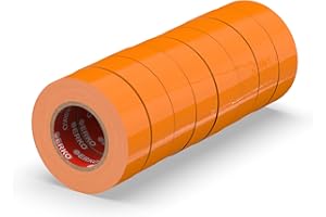 ERKO Nastro Isolante elettrico arancia 19 mm x 20 m 8 Pezzi PVC Per isolare, Riparare e legare, nastro adesivo, Per tensioni fino a 6 kv, elettrici professionali, flessibile