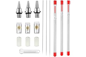 Magicrose Airbrush Replacement Parts Kit 10 Pieces with 0.2/0.3/0.5 mm Airbrush Nozzle,Airbrush Needle,Needle Cap Protective Sleeve,Replacement Parts for Spray Gun Sprayer Accessories
