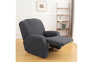 NIBESSER Funda Sillón Relax Reclinable Universal Fundas Sillón Reclinable 1 Plaza Elástica Lavable con Bolsillo Lateral Capuchas Elásticas para Sillón Eléctrico Completo Extraíble(Gris Oscuro)