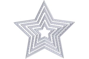 Rayher Stanzschablonen Stern, mit Steppnaht am Rand, Set 4teilig, Sterne 2,4 - 7,4 cm ø, für Papiergestaltung, Kartengestaltung, Scrapbooking und vieles mehr, Prägeschablonen, Stahl, 50284000