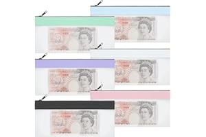 NIYATA 6Pcs Money Bag with Zipper Money Pouch Cash Envelopes,Bank Bag-Clear Envelopes Coin Purse Multi-Purpose Cash Organizer(6Colors)