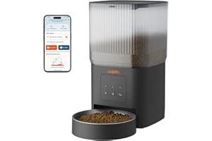 WOPET Distributeur Automatique de Nourriture pour Chat, 4 l Wi-FI avec contrôle par Application pour Une Alimentation Lente Enregistrement Vocal de 10 Secondes 1-10 Repas par Jour pour