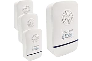 Pest Master - 4 x Ultrasonic Pest Repeller, Powerful Mouse Repellent - Wide Frequency Range Pest Control Device and Ideal for Mice, Rats, Mosquitoes, Cockroach, Moths, Ants -D3