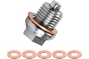 NYVOR M14 x 1,5 oljeavtappningsplugg med 5 tätningar, magnetisk oljedräneringsskruv, motorsäkring, skruvlock, oljebricka, bac