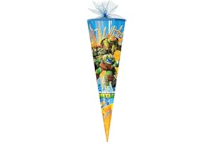 alles-meine.de GmbH Schultüte - Teenage Mutant Ninja Turtles - 50 cm - rund - mit Tüllabschluß - Zuckertüte - mit/ohne Kunststoff Spitze - für Jungen - Turles Hero/TMHT -..