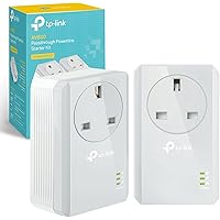 TP-Link TL-PA4010PKIT Passthrough Powerline Adapter Starter Kit, No Configuration Required, UK Plug, Pack of 2