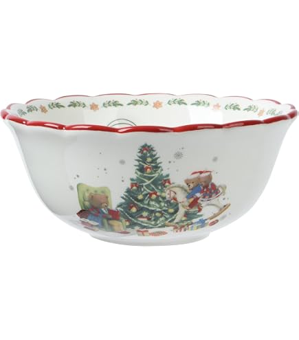 Lot De 4 Bols En Céramique Maestro Natale - 17,5 Cm, 470 Ml - Décoration Noël, Idéal Pour Biscuits, Soupes, Salades - Lavable Lave-vaisselle