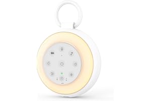 OQIMAX Machine à Bruit Blanc, 24 sons Apaisants avec 8 Lumières Couleur, 15 Niveaux de Volume, Fonction Enregistrement et Minuterie, Machine à Bruit de Sommeil Rechargeable pour Enfant, Maison