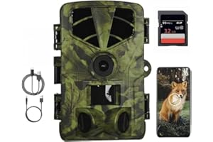 ZYJDGNNY 5K Video MP4 Wildlife Kamera, 60MP Full HD WiFi mit Handyübertragungs-App, Bewegungssensor, Nachtsicht, 0,1s Auslösezeit, Infrarot Wildlife Kamera mit 32G Speicherkarte