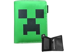 IOSCDH Portefeuille, Mine-Craft Creeper Portefeuille, Mine-Craft Portefeuille, Creeper Portefeuille Faux Cuir Bi-Fold Portefeuille Mince pour Enfants Filles 11.8CM*9CM