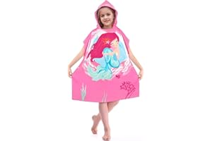 BTNEEU Toalla Infantil con Capucha Toalla de Playa con Capucha Niña Toalla Poncho Niño Súper Absorbente Poncho Toalla Poncho Toalla Surf para Infantil de 6 a 12 Años (75 x 150 cm, Sirena)
