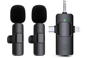 RYZWOC Microfono Wireless per iPhone, Android, Fotocamera,, 2,4 GHz Microphone con Interfaccia Tipo c per Smartphone, Tablet per YouTube, Vlogging, Live Stream, Microfono Wireless Android (2 trasmettitore)