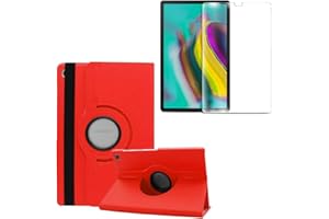 Housse Etui pour Samsung Galaxy Tab S5e T720 T725 Coque avec Film de Protection en Verre trempé et Stylet Toproduits® (Rouge)
