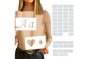 Kleemeiero 50PZS Plantillas de Letras y Dibujos Pintura del Alfabeto, Números y Patrones Reutilizables para Bullet Journal, Manualidades (19*12cm)