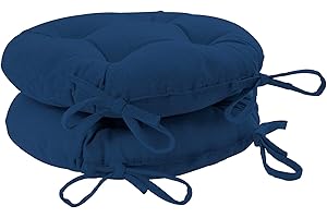 Harbour Housewares Navy Seat Pads for Dining Chairs - 40 x 40cm - Pack of 2 - Round Garden Seat Cushions with Ties Soft Padded Pillow Indoor Kitchen Cushion Outdoor Patio Garden Chair Pads