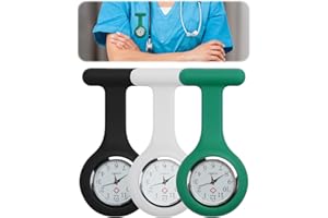 QKHCABLE Nurses Watch, Nurse Watch Brooch, Silicone Nurse Fob Watch with Brooch, Infection Control Design, Pocket Clock with Pin for Health Care Nurses Industry Paramedic Staff Medical Brooch Watches, 3PCS