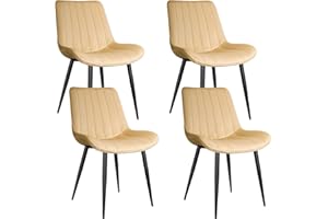 LEWE Pack de 4 Comedor, Terciopelo Holandés con Patas de Hierro, Agradable a la Piel, Estable, Silla de Cocina Tapizada, Salon, Espuma Gruesa - [Amarillo]