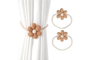 JYJLLM 2 Flower Shaped Curtain Ropes with Magnetic Buckles, Curtain Tiebacks, Coffee Color