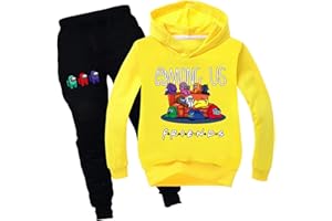 Baonmy Unisex Bambini Gioco Among Us Felpa con cappuccio con pantaloni 2 Pezzo Set Completo Imposter Fans Regalo Casual Pullover Pantaloni Tuta