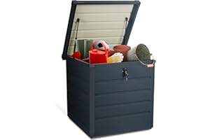 IDMarket - Baule Contenitore Metallico con Serratura Grigio Antracite per Giardino 200L