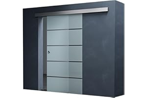 ‎MAI & MAI Mai & Mai Glasschiebetür komplettset Amalfi in 5-Milchglas Streifen, Griffart: Muschelgriff, BxH: 90x205cm, 15 mm Wandabstand, 8mm ESG-Sicherheitsglas