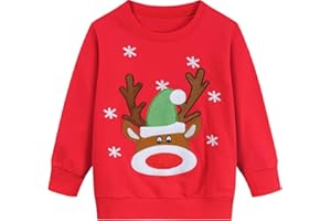 EULLA Kinder Mädchen Jungen Weihnacht Pullover Sweatshirt Weihnachtsoutfit Weihnachtspuli Christmas Xmas Rentier Weihnachtsmann Weihnachtskleidung 92 98 104 110 116 122