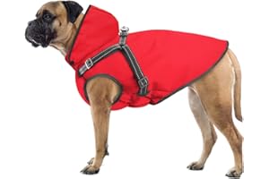 Mosucoirl Manteau de Pluie imperméable pour Chien à Capuche réfléchissant pour Chien Veste de Pluie réglable pour Chiens et Chiots de Petite Moyenne et Grande Taille(Rouge, XL)