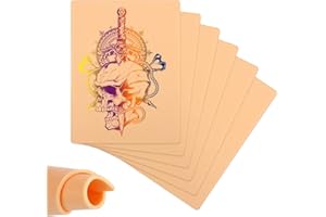 TOSAVGA 6 Stück Kunsthaut Tattoo Übungshaut 3mm, Tattoo Haut zum üben, Silikon Doppelseitig Professionelle Kunsthaut, Tattoo Kunsthaut, übungshaut Tattoo, Fake Skin 20x14CM für Anfänger und Künstler