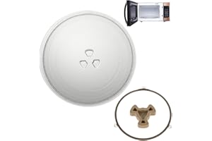 DAJAVE Piatto Microonde Universale 24.5cm, Piatto in Vetro Universale Girevole da 24,5 cm per Forno a Microonde Con 3 Fissaggi, Piatti Vetro Rotondi per Forni a Microonde Trasparente Adatto a Varie