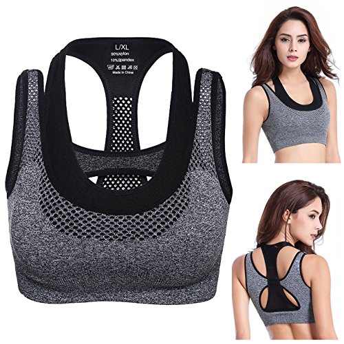 Sport BH, Fascigirl Damen Komfort Sport Wattierter Spitzen BH Bustier Push Up BH ohne Bügel Für Yoga FitnessTraining - 8