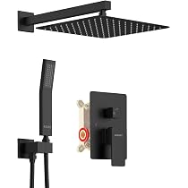 KOJOX Duschsystem Mit 30,5 Cm Regenduschkopf & Handbrause – Hochdruck, Luft-Injection, Chrom, Inkl. Ventil