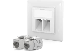 HB-DIGITAL prise réseau 2 ports CAT 7 Keystone max. 10 Gbit/s - Prise encastrée RJ45 STP blindée - Blanc
