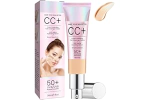 EONFAVE CC Cream Color Correcting, 2025 Neuestes Moisturising BB Cream mit UVA/UVB 50+, Feuchtigkeitsspendend & Full Coverage CC Creme Foundation, Wasserfest & Langlebig Sunscreen Concealer, Gesichts-Make-Up