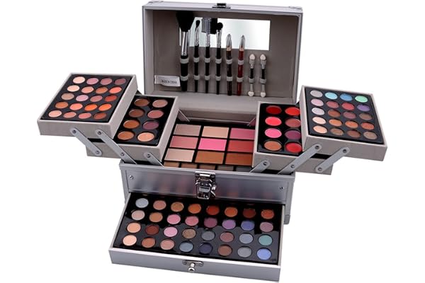 JasCherry Set de Maquillage Cadeau Coffret Complète Ensemble de Beauté Cosmétique Kit Boite Compris fard à Paupières Palette, Fard à joues et Brillant à lèvres pour Yeuxe, Lèvres Sourcil e Visage #A