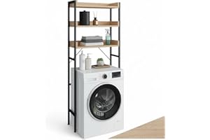 ‎TECTAKE tectake Badezimmerregal mit 3 Ablagen, Badregal, Waschmaschinenregal, Industrial Design, Überbauschrank, Regal für Waschmaschine, Toilettenregal, 67 x25 x 165 cm - Industrial Holz hell, Eiche Sonoma