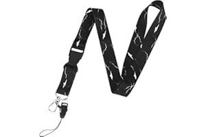 MOLAIN Smycz do identyfikatorów dla kobiet, czarna marmurowa smycz z obrotowym zapięciem na karabińczyk, smycz na szyję ze zdejmowaną klamrą, smycze do kluczy, telefonu komórkowego, smycz dla nauczycieli,