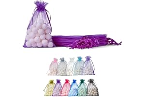 ‎SOUL PROJEKT Soul Projekt [25 Stk.] Organzasäckchen mit Kordelzug für Hochzeiten, Schmuck, Geburtstage, Bastelarbeiten, Kristalle, Süßigkeiten, Gastgeschenke. Lila Organza Bags Purple 10x15 x25