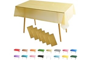 MOMAHUA 6 Pack Gold Table Cloth Party Tablecloths, 137x274cm Rectangle Table Covers, Large Wipe Clean Plastic Tablecloth Party for Picnic, Baby Shower, Halloween Party, Christmas Table Décor