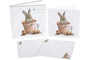 WRENDALE DESIGNS Wrendale The Country Set Lot de cartes Motif lapin dans un pot de fleurs