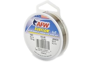 American Fishing Wire Surflon Nylon Coated 1x7 Stainless Steel Leader Wire - Fishing Leader Line for Saltwater, 10lb Test - 250lb Test in Bright, Black, Camo in 30ft, 100ft, 300ft and 1,000ft Lengths