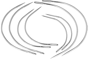 MOZEAT LENS 8 Stück Gebogene Nadeln Set Rund Leder Sattlernadel Stahl Polsternadel Nähnadeln zum Nähen Perücke C Gebogene Nadeln Extensions Nadeln Leder Nähen Nadeln Dünn