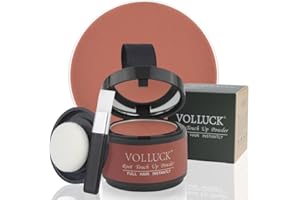 VOLLUCK Retoca Raices, Natural de Larga Duración Polvos Pelo Hombre Mujer Disimular Calvicie, Impermeable Cubre Canas Fibras Capilares 4g (Roja Marrón)