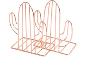 Sipliv reggilibri creativi in stile minimalista porta libri regolabili in metallo porta libri rack per libri fermalibri per scrivania - cactus, oro rosa