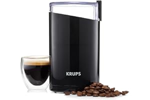 KRUPS F2034238 Coffee Mill and Spice Grinder – 200W, 75g Capacity (Up to 12 Cups), One-Touch Operation, Stainless Steel Blades, Ideal for Coffee Beans, Spices, Nuts & Herbs - Black