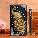 Produktbild Locaa(TM) For Microsoft Lumia 640XLXL Nokia Lumia640XL 3D Bling Pfau Case + Griffel + Anti Dust plug Deluxe Luxus Perlen Diamant niedlich Schöne Retro Card Holder Wallet Protection Hülle - [Pfau Serie] Schwarzes Holster - Champagner Pfau