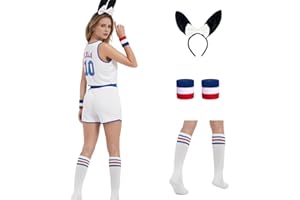 cridpop Halloween Women's Bunny Cosplay Costume Space Movie #10 outfit with Top and Shorts