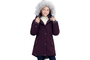 SOLOCOTE Mädchen Wintermäntel Heavyweight Medium Länge warme Jacke mit abnehmbaren Pelzkragen mit Kapuze
