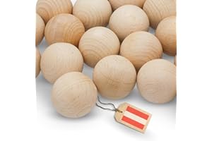EV HOME CREATIONS EV® Holzkugeln ohne Loch - 6 Stück 60mm Durchmesser - Made in Austria - Große Holzperlen ohne Bohrung, Gedrechselt aus Hochwertigem Buchenholz