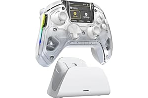 FIEHDUW NO DRIFT ManbaOne Interactive Screen Gaming Controller for PC/Switch/iOS/Android, 1800mAh Hall Effect Controller with LED, Mapping Buttons, Charging Dock (White)